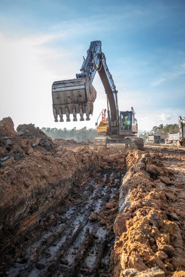 excavator being used with grade control