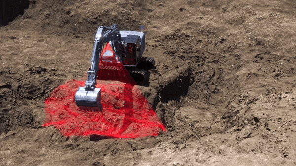 Sodex LiDAR system on excavator scanning as-built